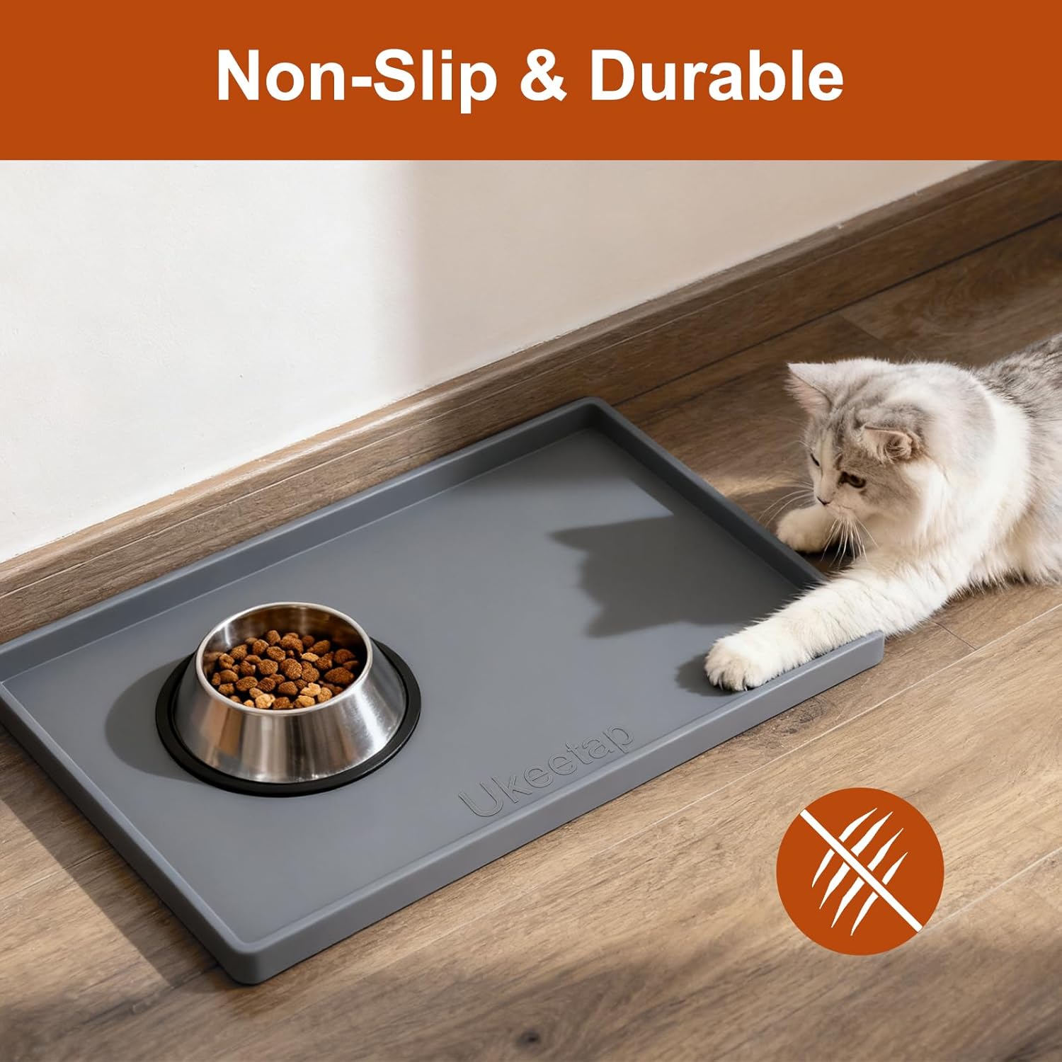 ukeetap Extra Thick Silicone Mat Waterproof with Raised Edge 19‰۝ x 12‰۝, BPA