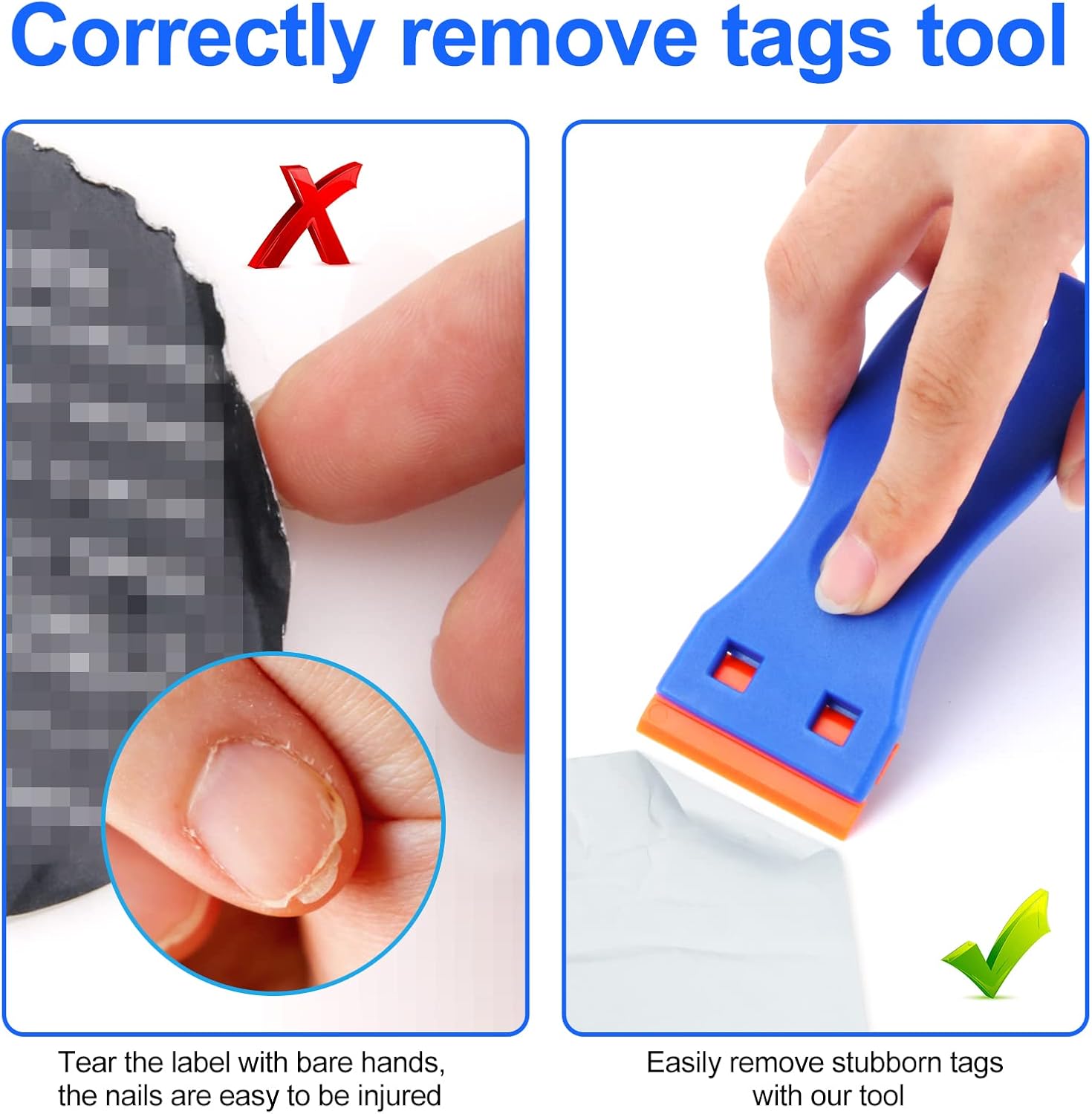 4 Pcs Plastic Razor Blade Scraper and 100 Pcs Blades, Remove Label Decal