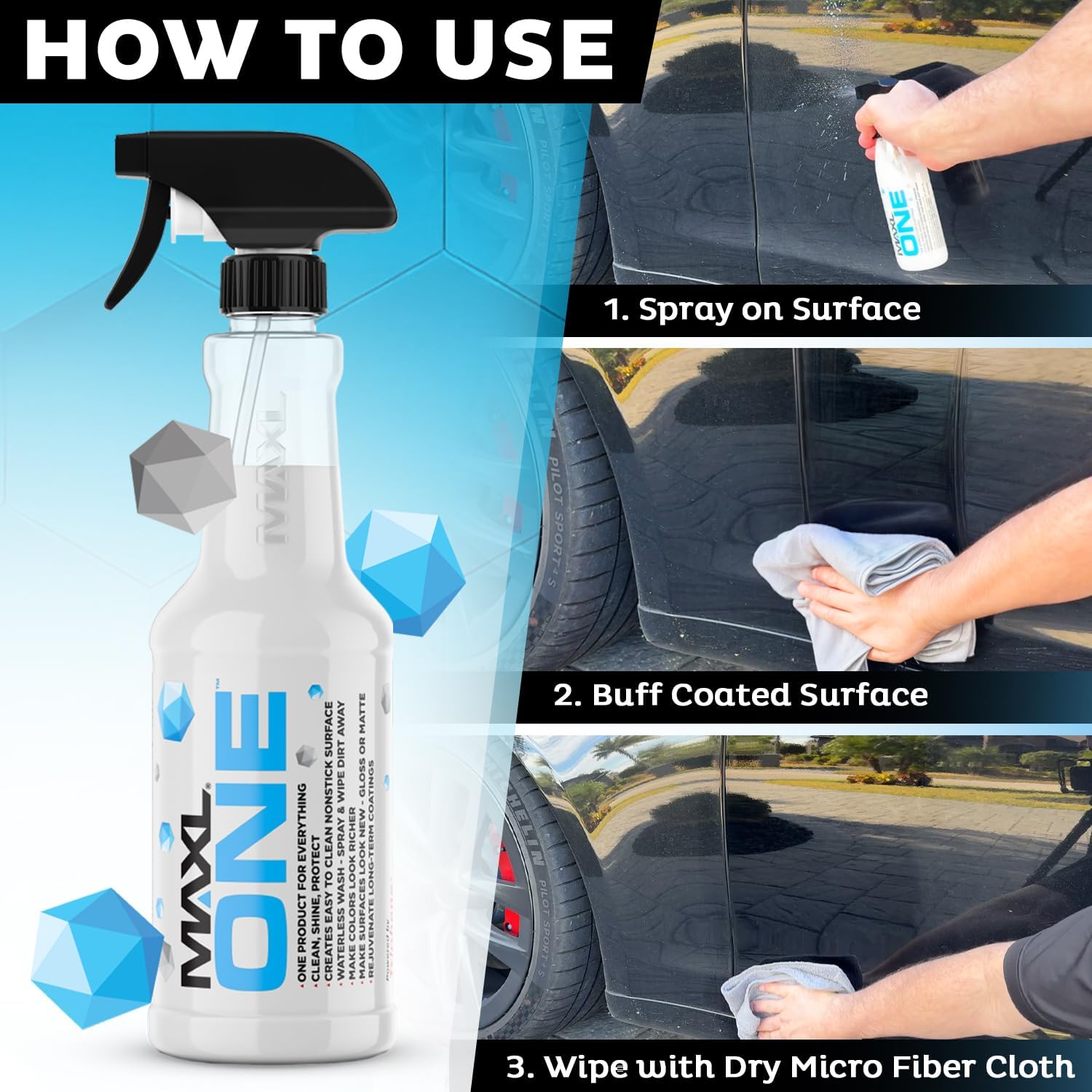 MAXLONE ‰ã¢ Car Spray with Tripheneå¨ Technology, Quick Spray & Wipe All