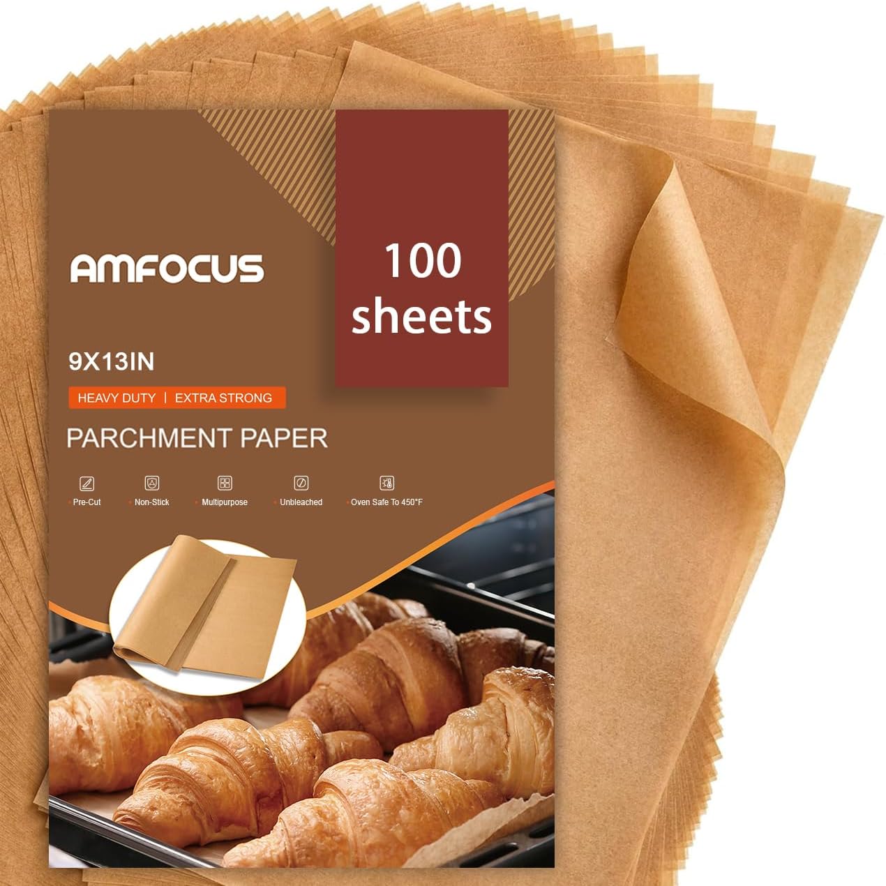 Parchment Paper Sheets, 9x13 In Non-Stick Precut Baking Parchment for Baking