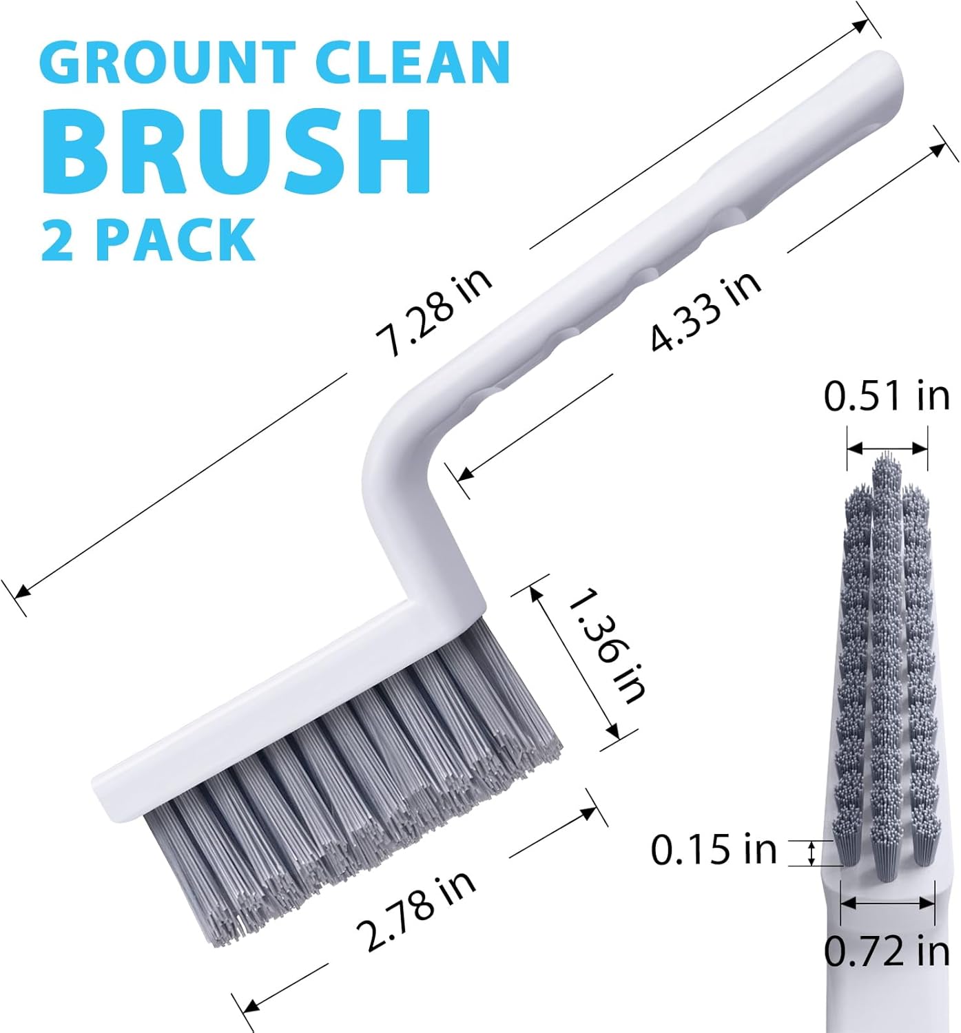 Lumkew Grout Cleaner Brush V Shape, Stiff Grout Cleaning Brushes for Tile