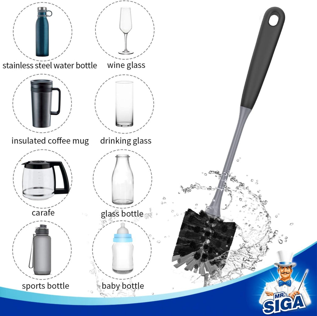 MR.SIGA Long Handle Bottle Brush, Flexible Scrub Brush for Water Bottles