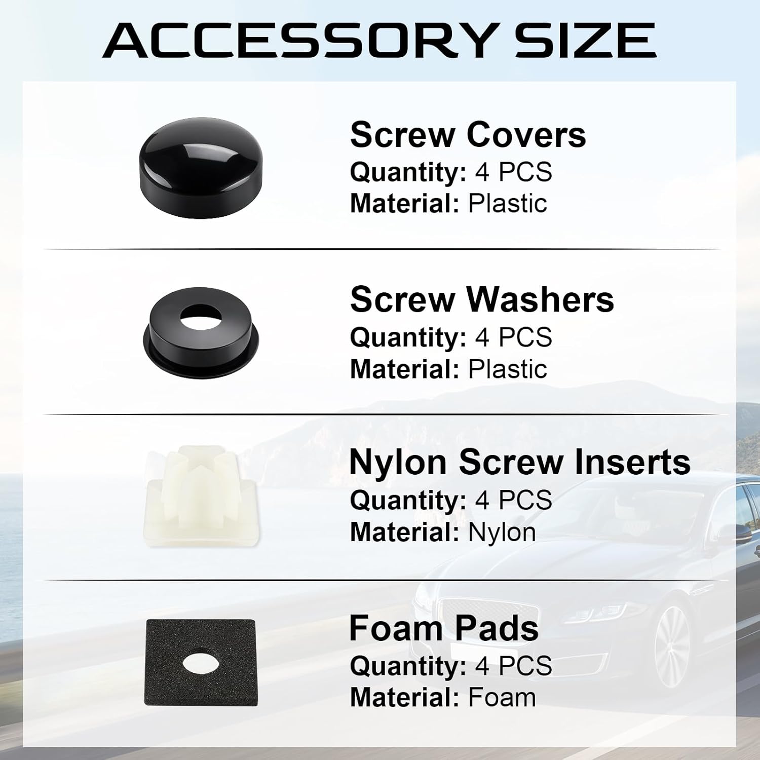 LivTee Rustproof License Plate Screws for Securing License Plates Frames and