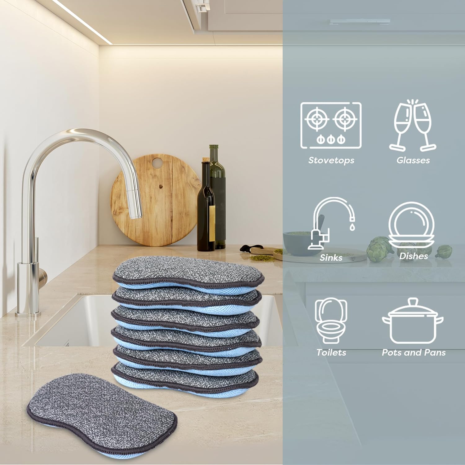 Multi-Purpose Sponges Kitchen by Scrub-it - Non-Scratch Microfiber sponges