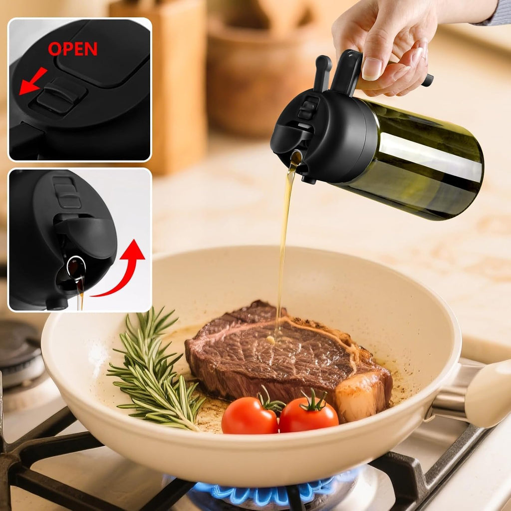 Olive Oil Sprayer for Cooking, 16oz/470ml Glass Light-Proof Oil Pourer for