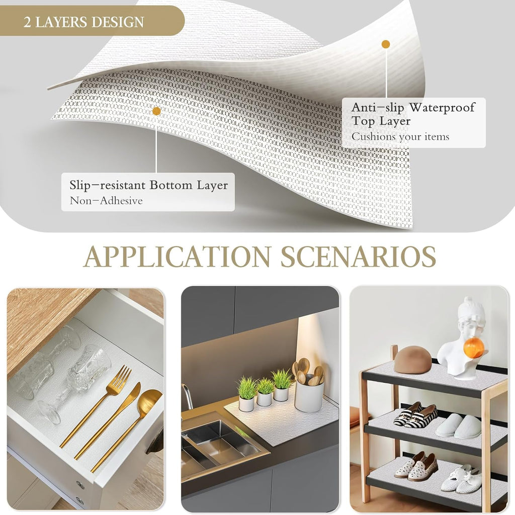 Beautysaid Shelf and Drawer Liner for Kitchen Cabinet, Non Adhesive Non Slip