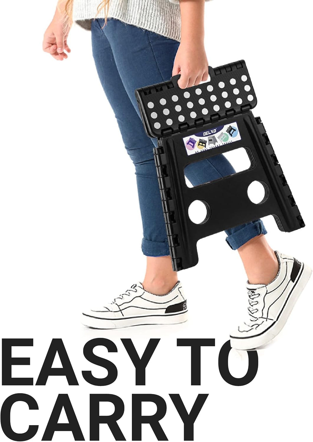 Delxo Folding Step Stool, 13 inch Non-Slip Foldable Stools Up to 300 LBS