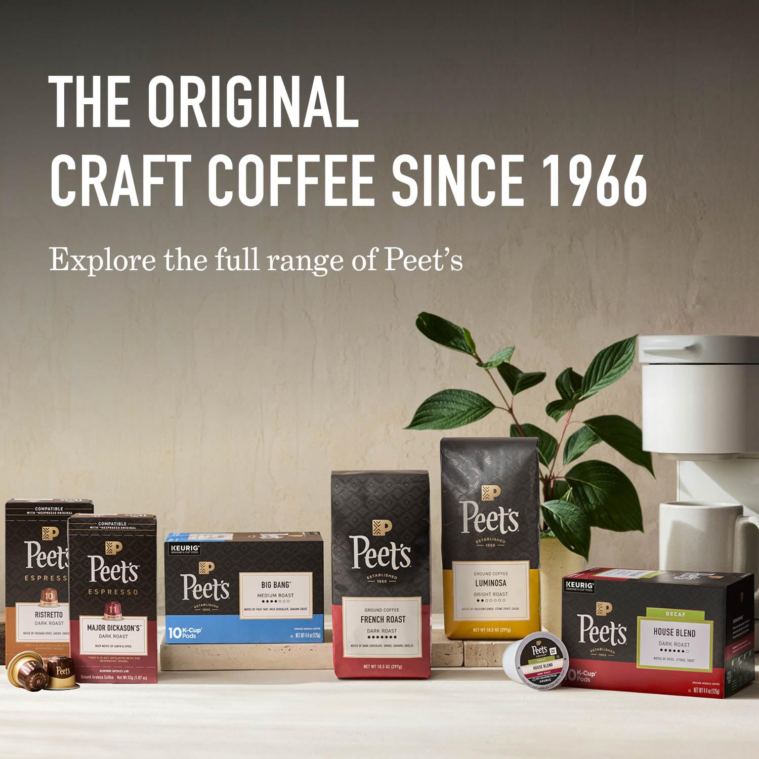 Peet's Coffee, Dark Roast Keurig K-Cup Pods, 100% Arabica Coffee - Major
