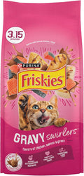 Purina Friskies Gravy Swirlers With Flavors of Chicken, Salmon and Gravy Dry