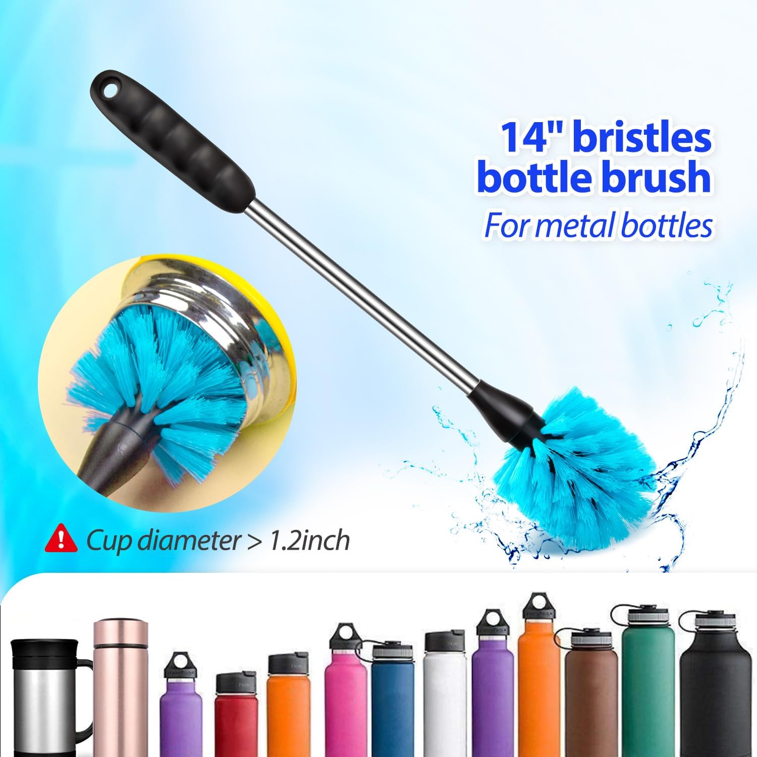 Holikme Bottle Brush Tube Cleaning Lab Set with Long Handle, Cup Cleaner for