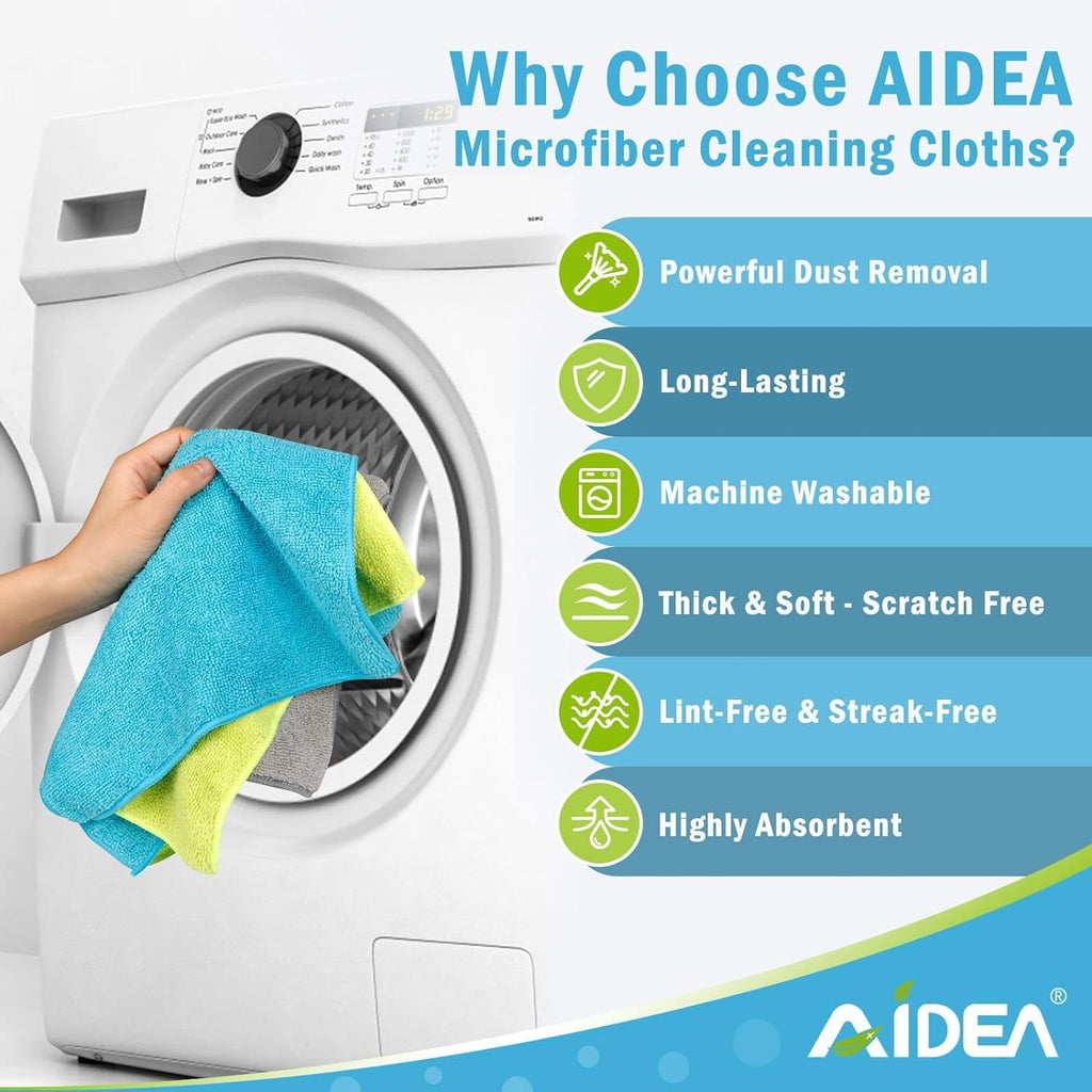 AIDEA Microfiber Cleaning Cloth-50PK, Soft Microfiber Towels for Cars