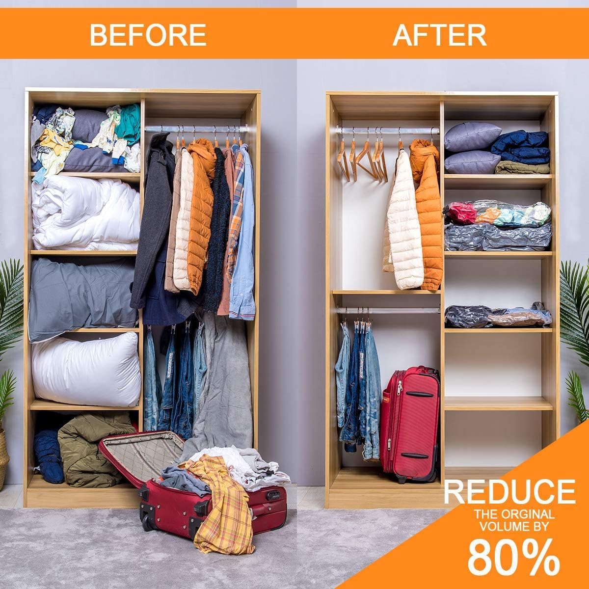 GONGSHI Vacuum Seal Bags for Clothing Travel & Home Storage, Travel Vacuum
