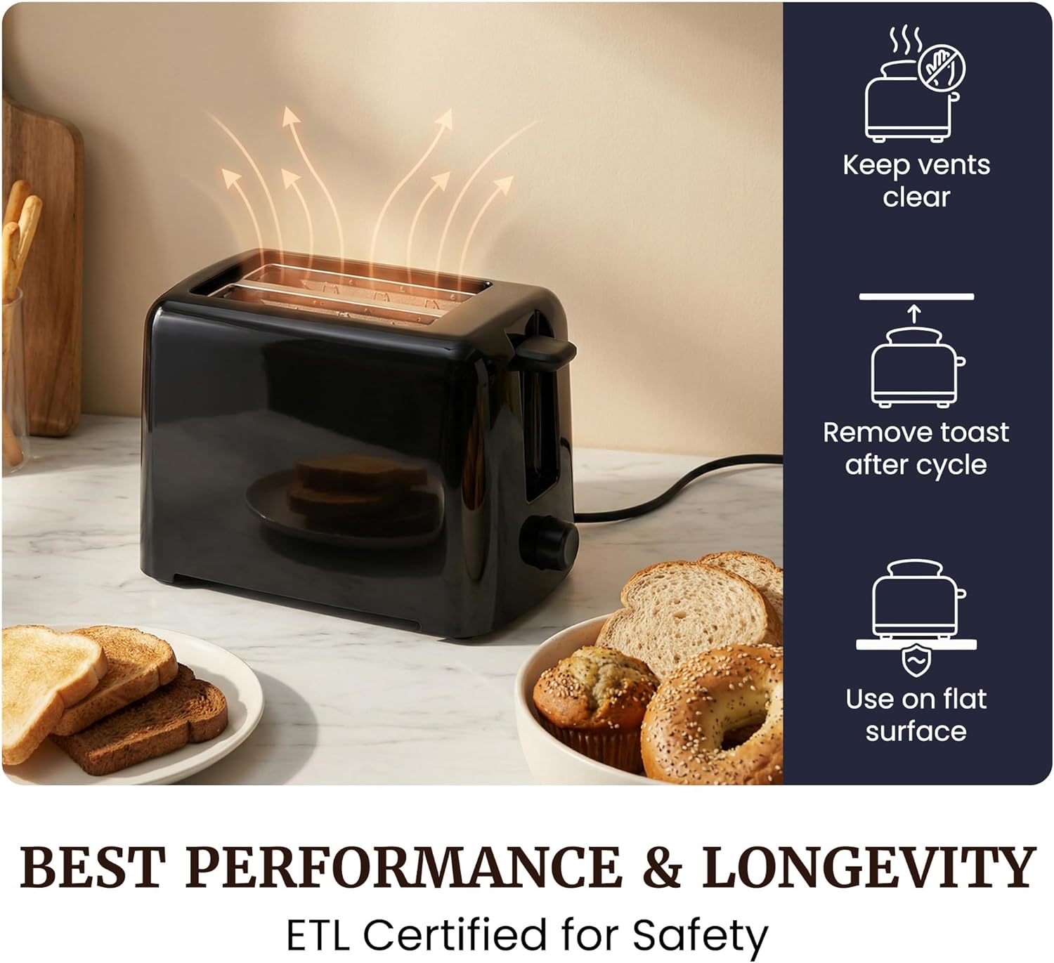 Elite Gourmet 2-Slice Cool Touch Toaster ‰ÛÒ 6 Browning Levels, Extra Wide