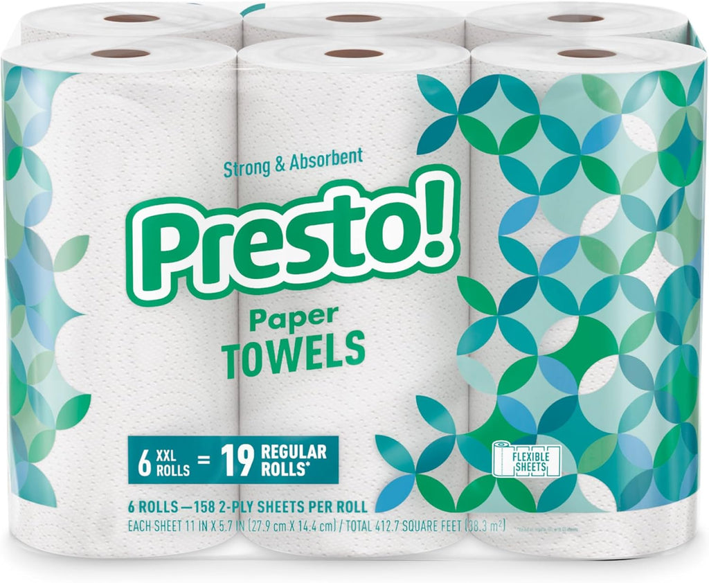 Amazon Brand - Presto! Ultra-Strong Premium Paper Towels, 158 Sheet Huge roll