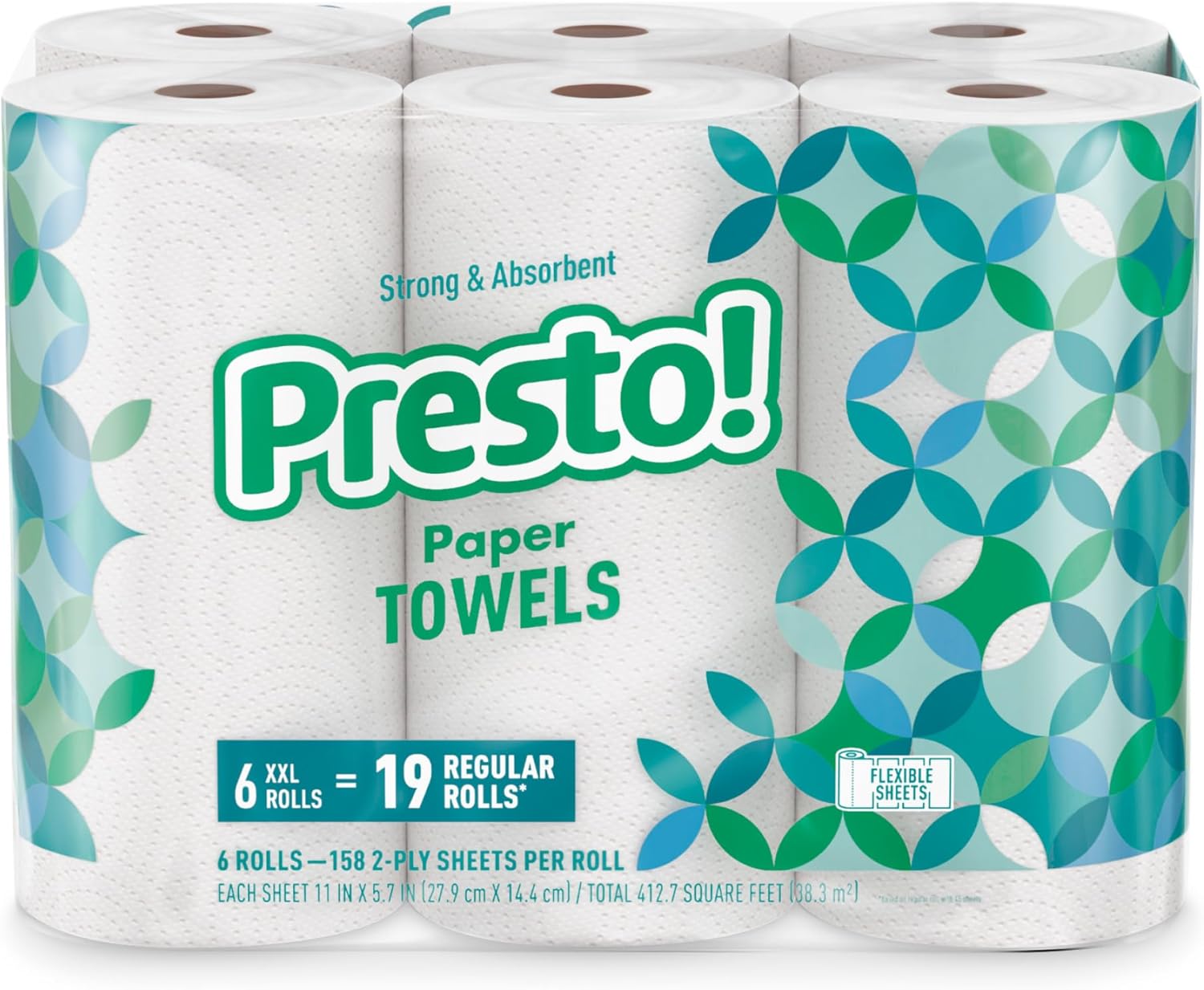 Amazon Brand - Presto! Ultra-Strong Premium Paper Towels, 158 Sheet Huge roll