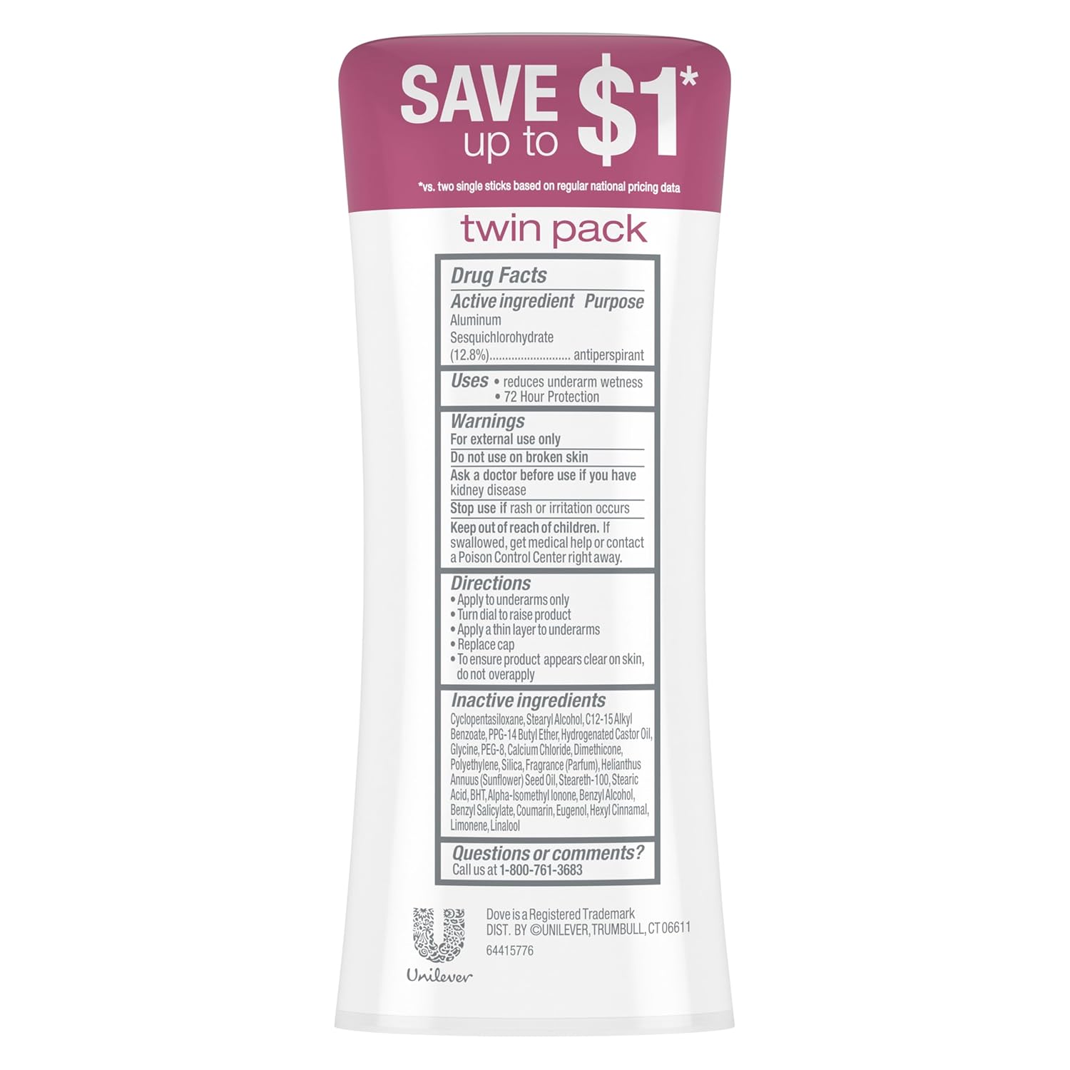 Dove Advanced Care Antiperspirant Caring Coconut, 2 Count Deodorant Stick for