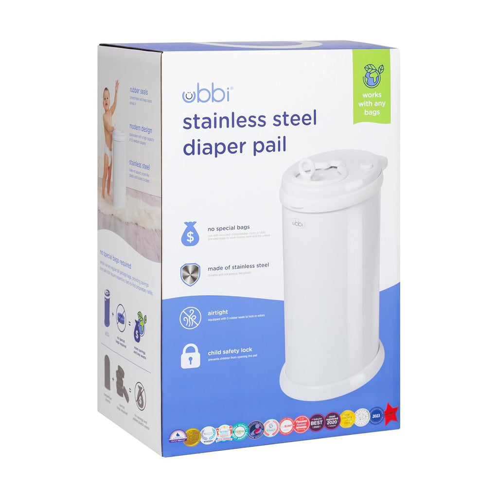 Ubbi Steel Diaper Pail, Odor Locking, No Special Bag Required, Award-Winning