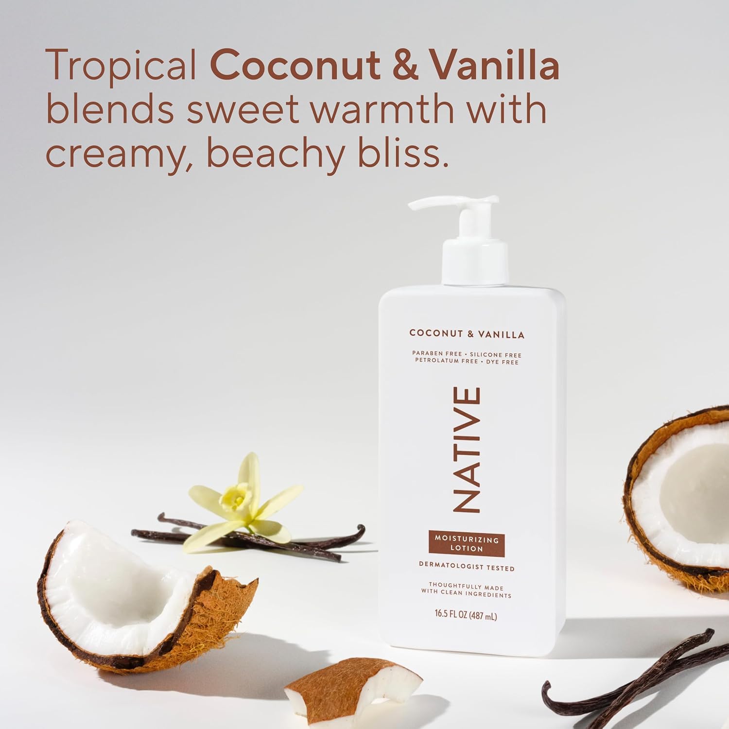 Native Body Lotion, Coconut & Vanilla, 48-Hour Hydration for Dry & Sensitive