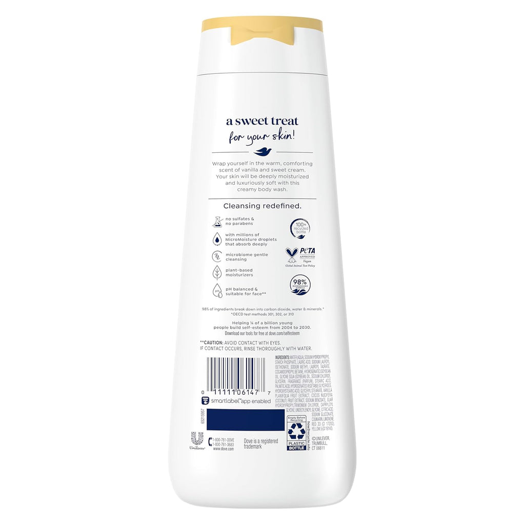 Dove Indulge Body Wash Warm Vanilla + Sweet Cream for Hydrated & Soft Skin 20