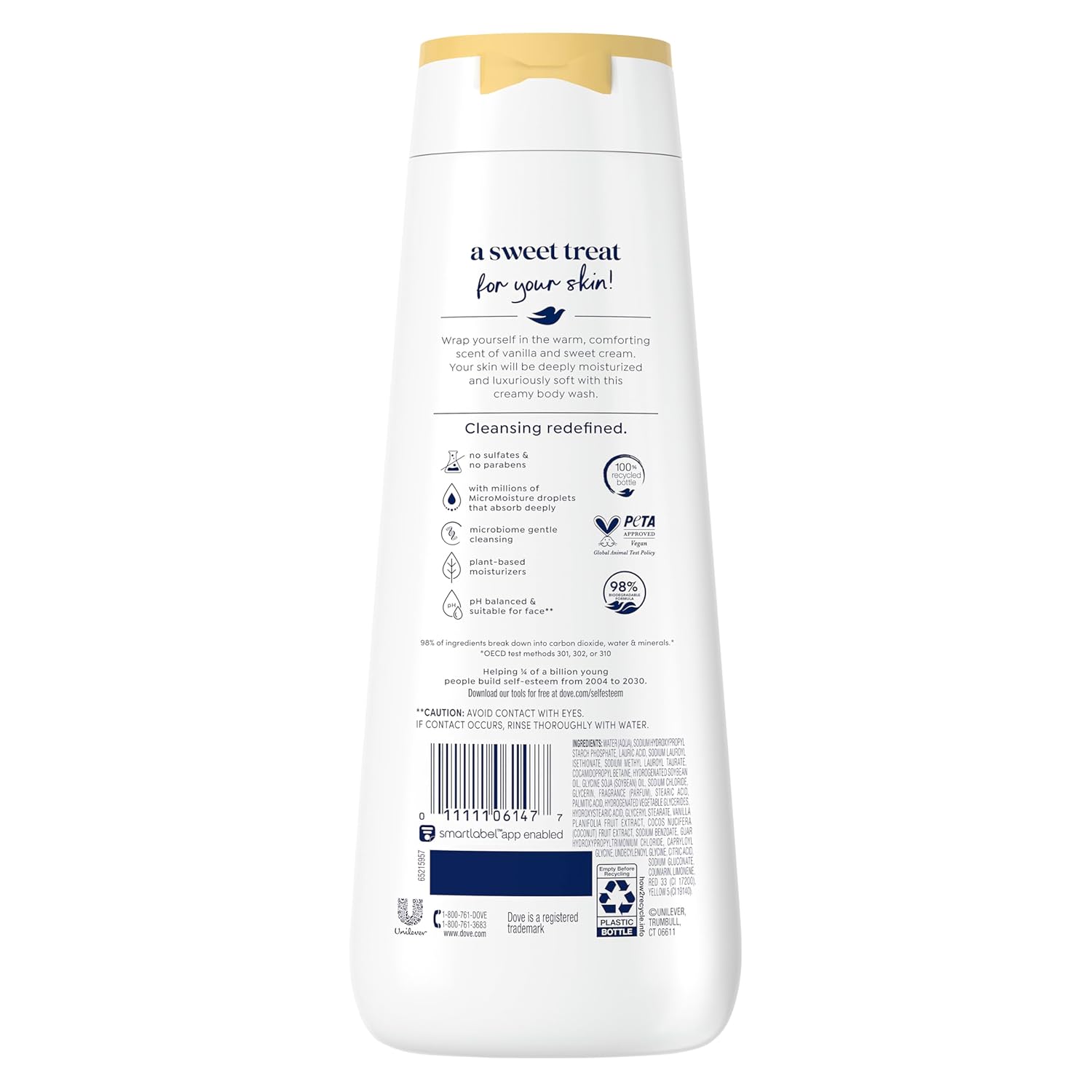 Dove Indulge Body Wash Warm Vanilla + Sweet Cream for Hydrated & Soft Skin 20