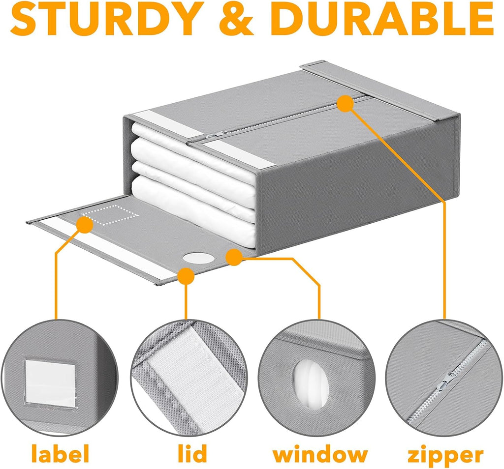 SpaceAid 4 Pack Bed Sheet Organizers and Storage, Foldable Organizer for