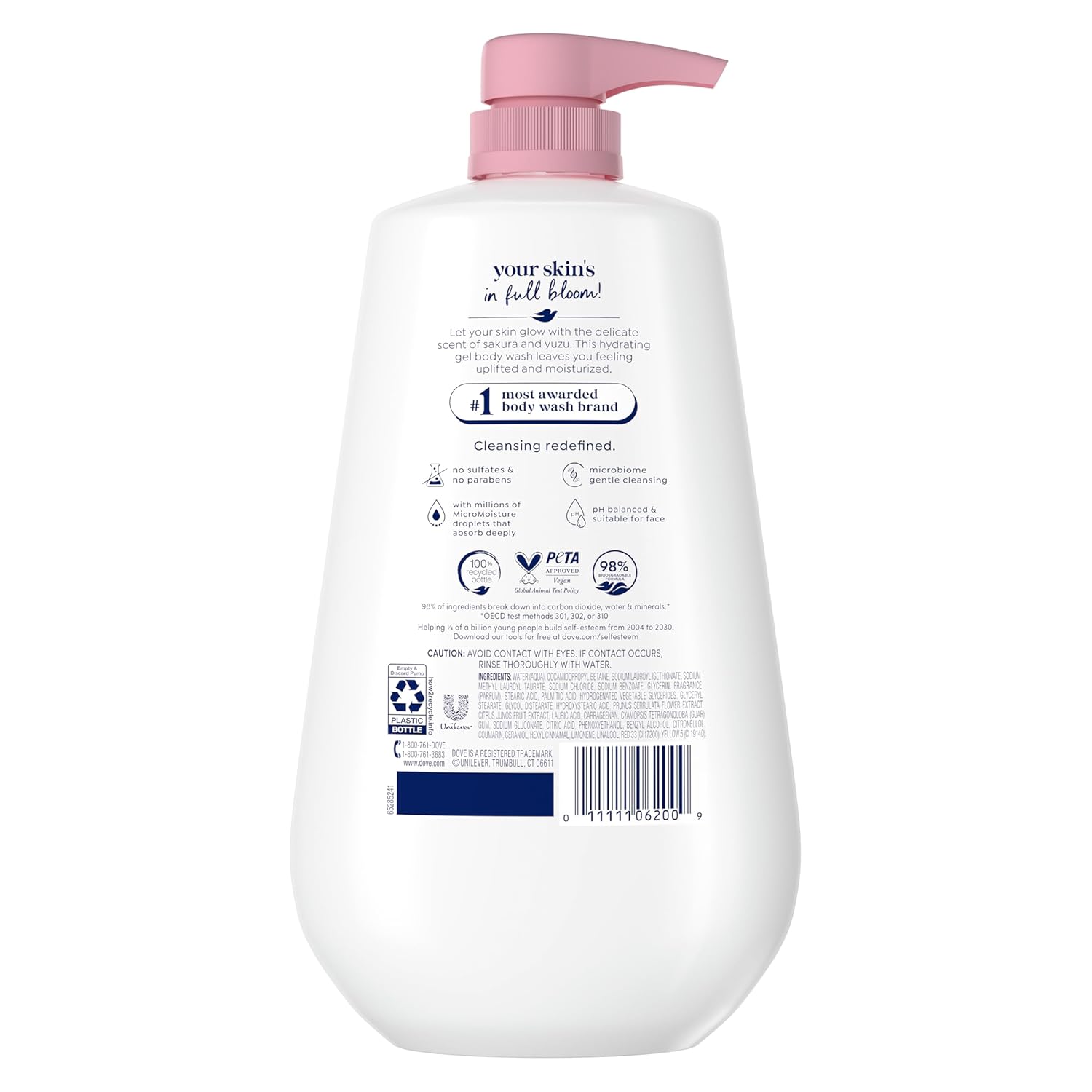 Dove Sakura Body Wash Uplift Sakura Blossom and Yuzu for 24hr Lotion-Soft