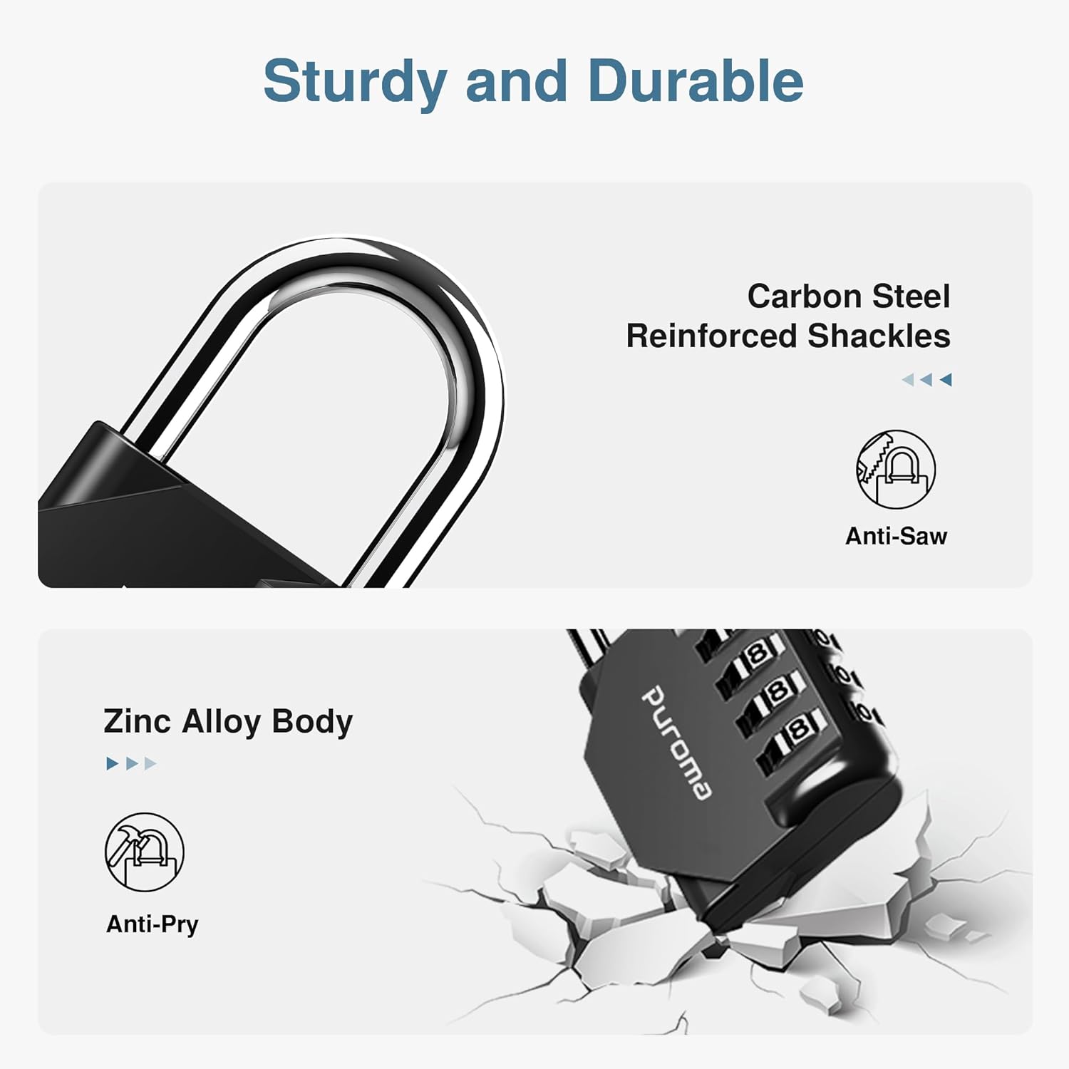 Puroma 2 Pack Combination Lock for Locker 4 Digit Outdoor Waterproof Padlock