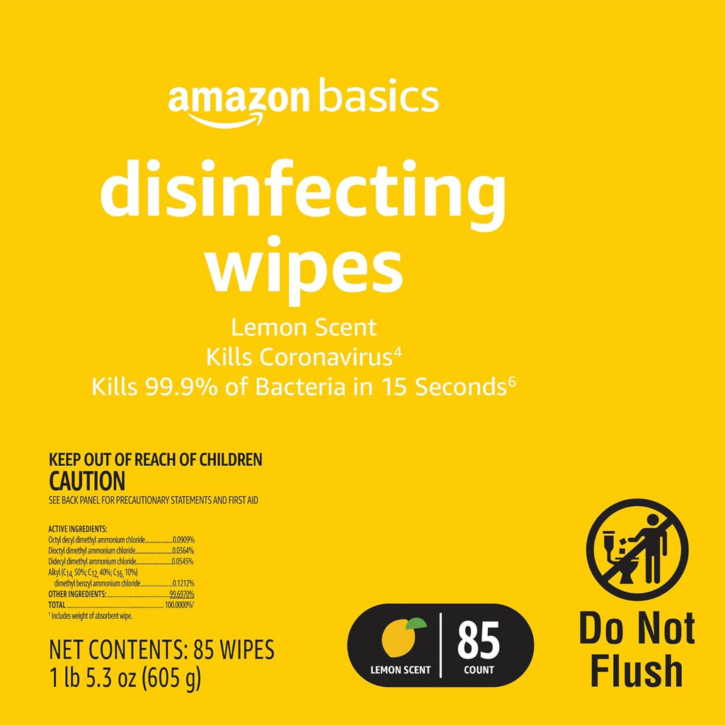 Amazon Basics Disinfecting Wipes, Lemon & Fresh Scent