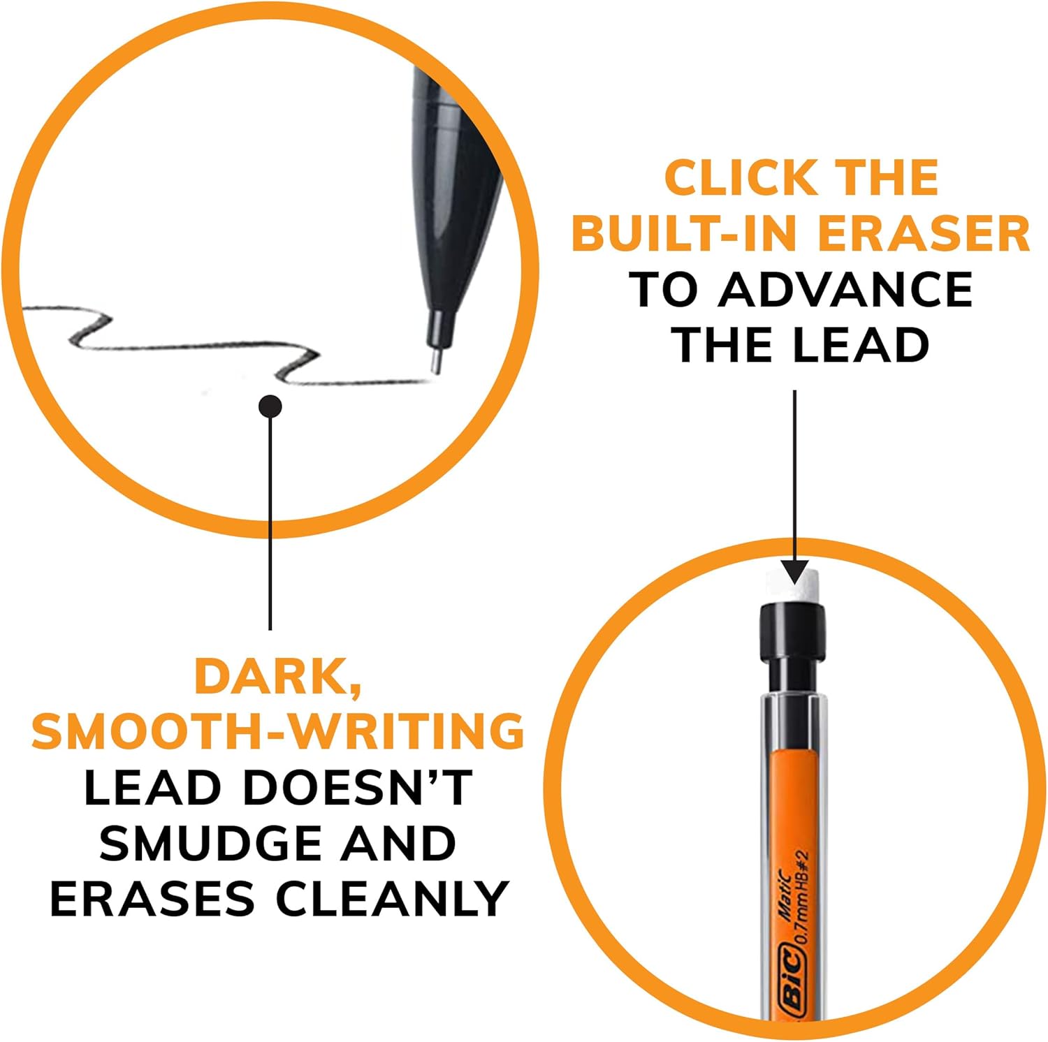 BIC Xtra-Smooth Mechanical Pencils with Erasers, Medium Point (0.7mm)