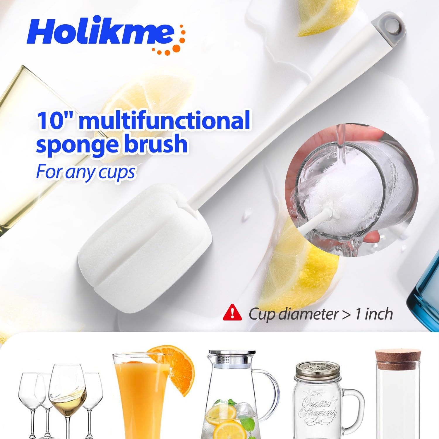 Holikme Bottle Brush Tube Cleaning Lab Set with Long Handle, Cup Cleaner for