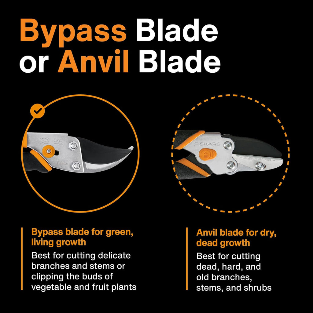 Fiskars Bypass Pruning Shears, 5/8-Inch Cut Capacity Garden Clippers