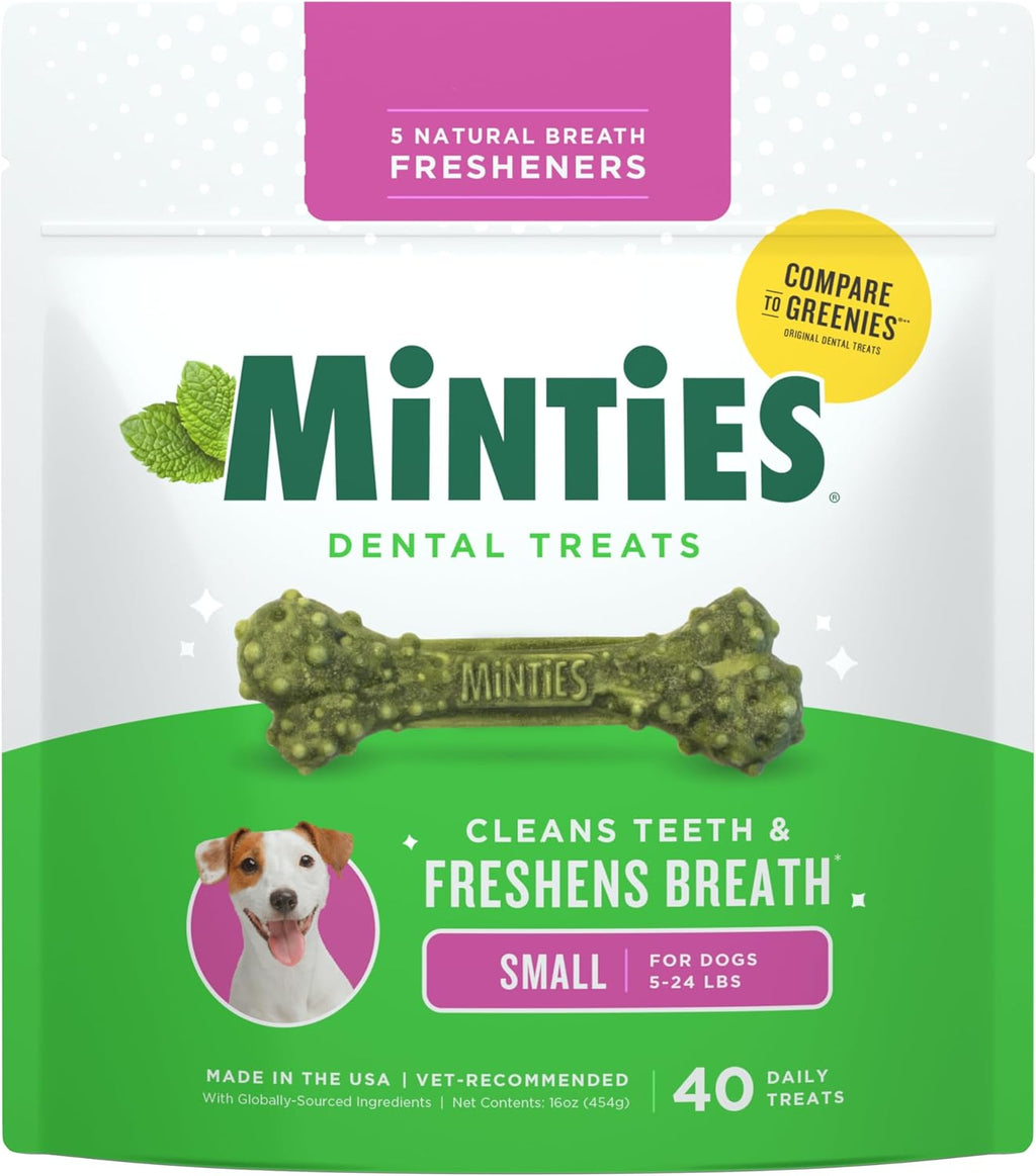 Minties Dog Dental Bone Treats, Tiny/Small Dental Dog Treats, 16 Ounces