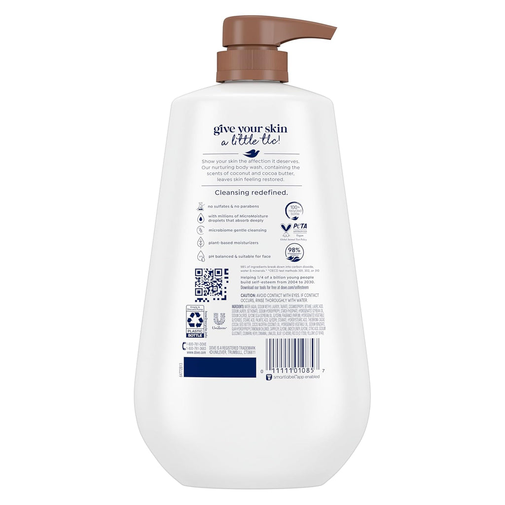 Dove Body Wash with Pump Restore Coconut & Cocoa Butter for 24hr Lotion-Soft