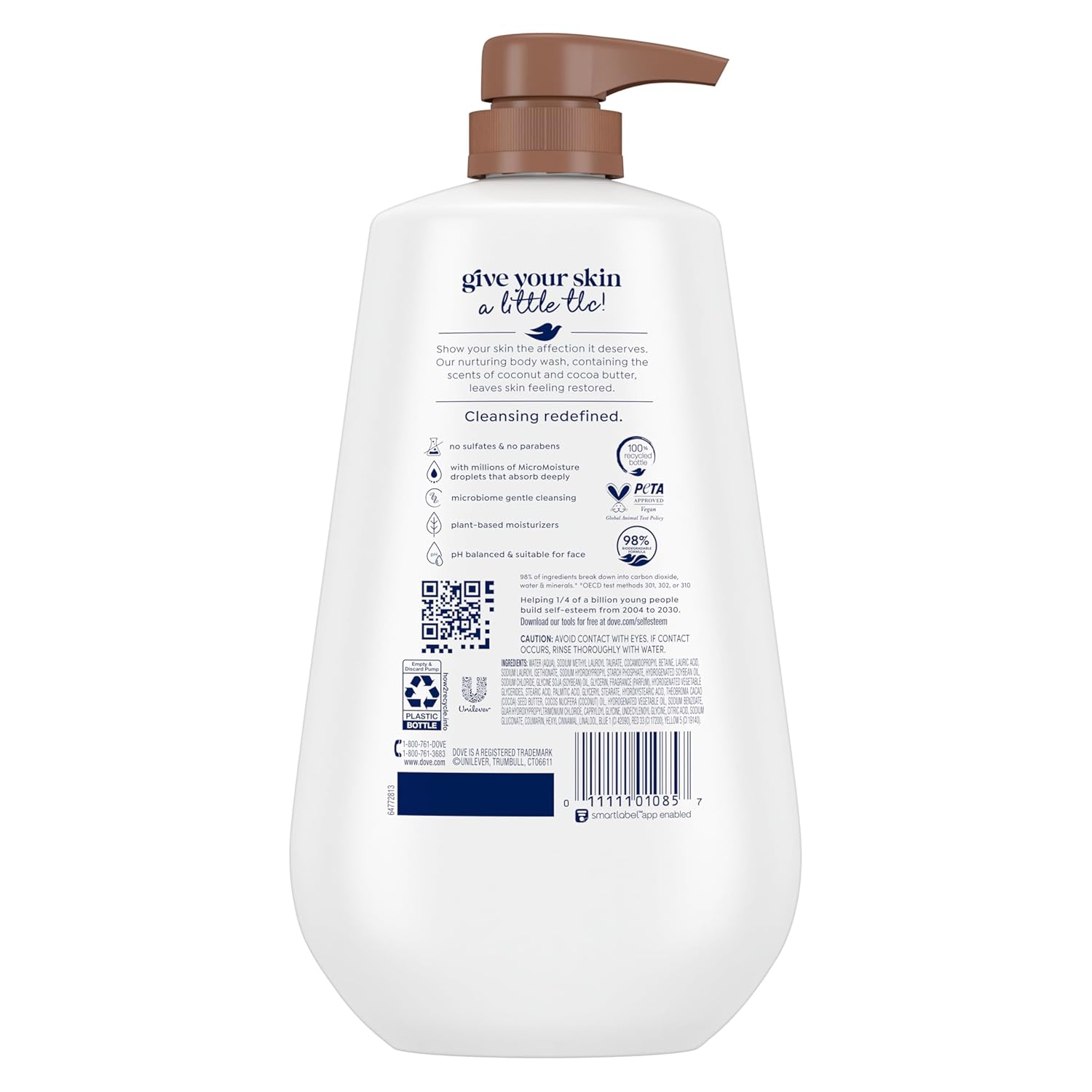 Dove Body Wash with Pump Restore Coconut & Cocoa Butter for 24hr Lotion-Soft