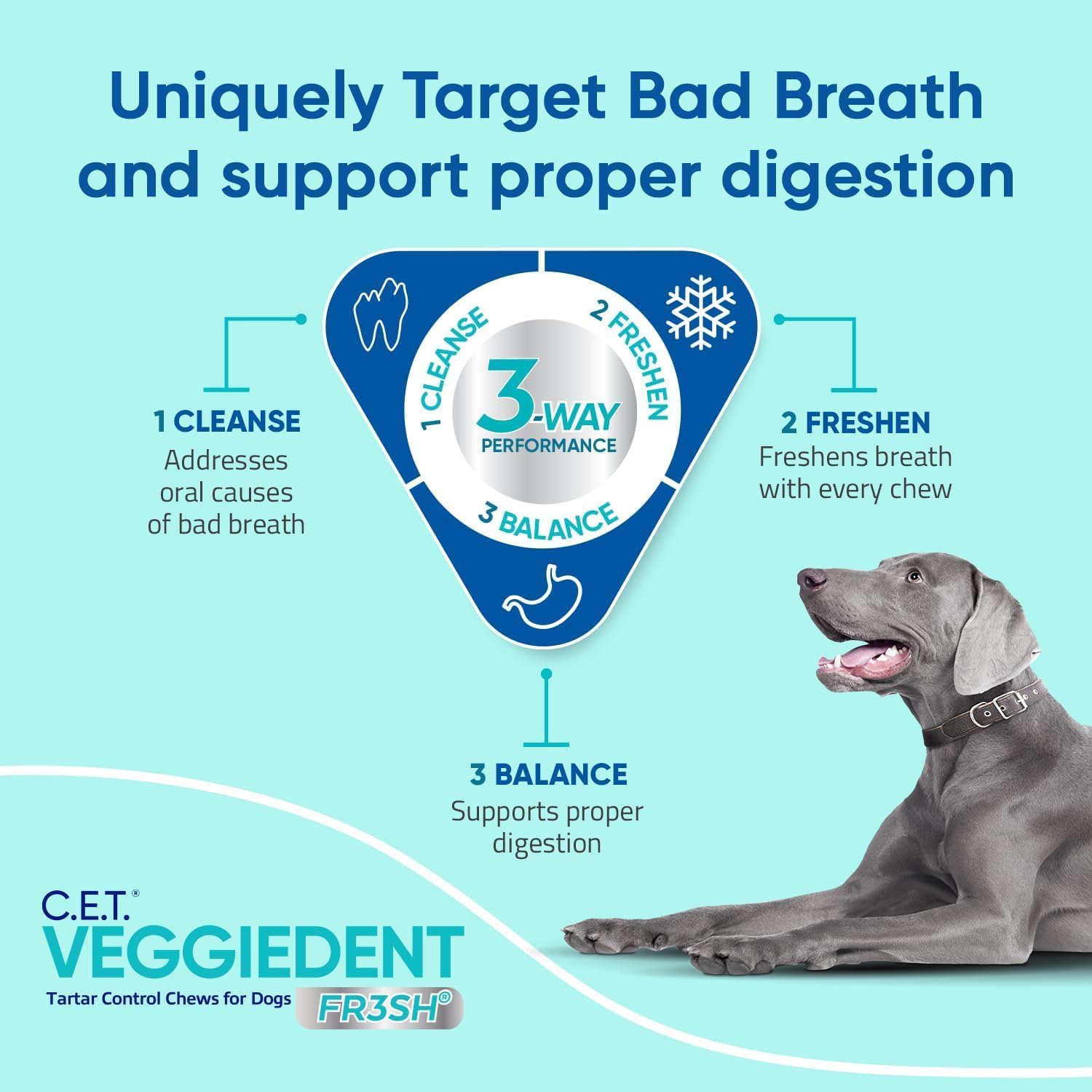 Virbac C.E.T.å¨ VEGGIEDENTå¨ FR3SHå¨ Tartar Control Chews for Dogs with