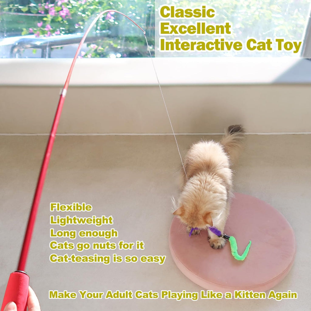 MeoHui Cat Toys for Indoor Cats, Interactive Cat Toy 2PCS Retractable Wand