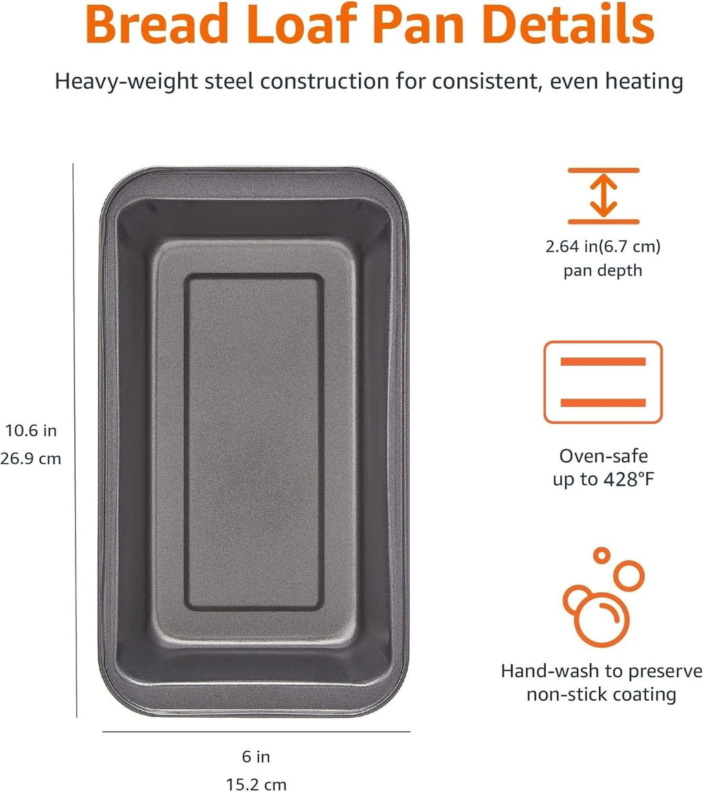 Amazon Basics Rectangular Nonstick Bread Loaf Pan for Baking Meatloaf with