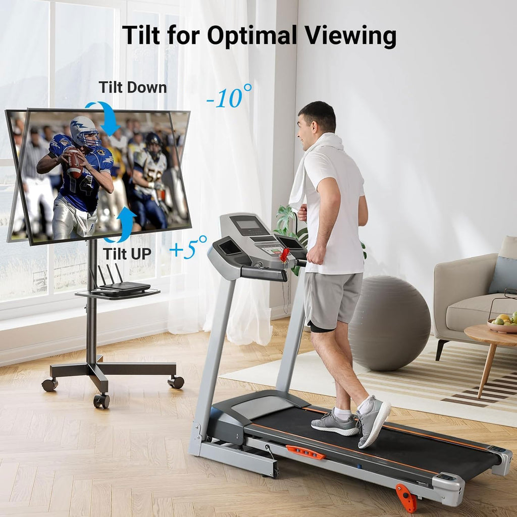 PERLESMITH Rolling TV Stand, Mobile TV Stand for 23-60 Inch LCD LED TVs, Tilt