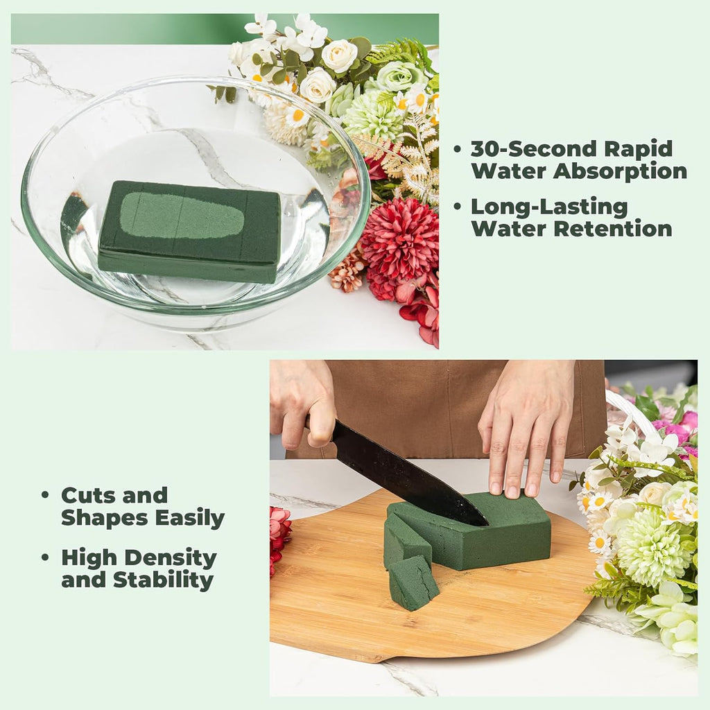 Upgraded 6 Pack Floral Flower Foam Blocks, Green Plant Foam for Flower