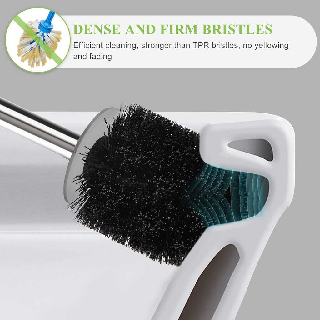AONEZ Compact Toilet Brush & Holder, Stainless Steel Handle, Space Saving for