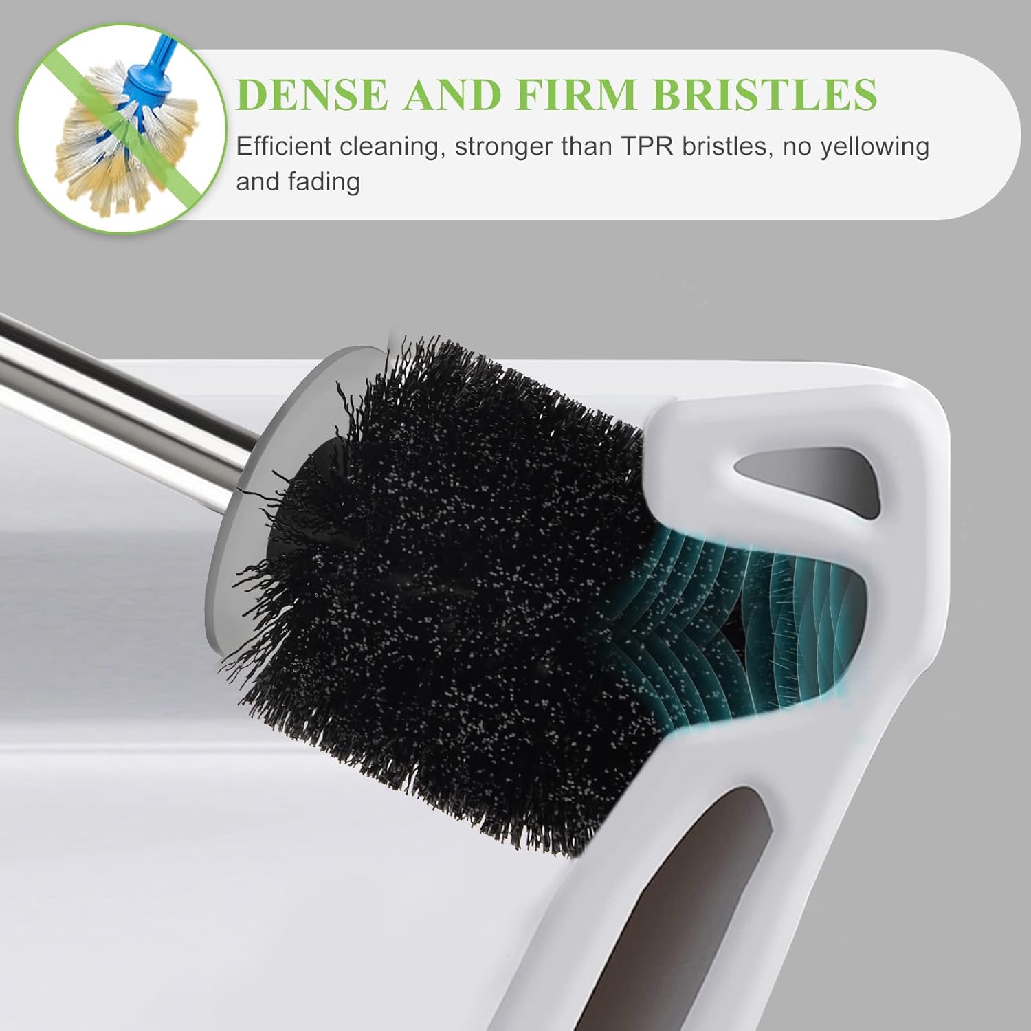AONEZ Compact Toilet Brush & Holder, Stainless Steel Handle, Space Saving for