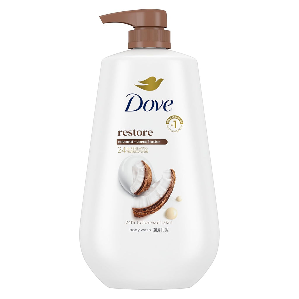 Dove Body Wash with Pump Restore Coconut & Cocoa Butter for 24hr Lotion-Soft