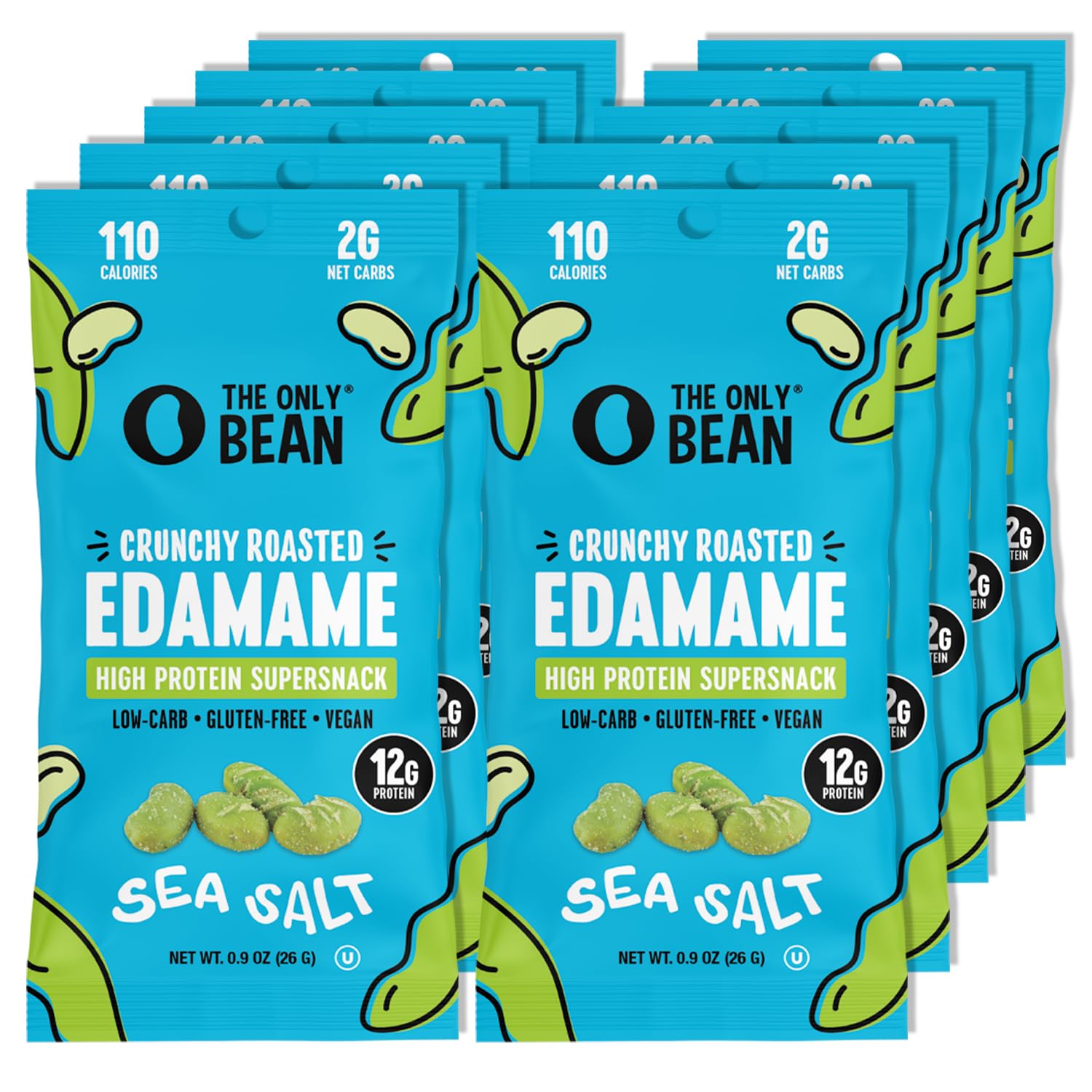 The Only Bean Crunchy Dry Roasted Edamame Snacks (Sea Salt), Healthy High