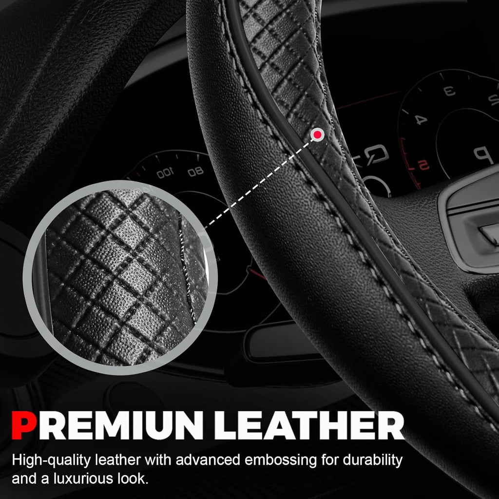 Ouzorp Car Steering Wheel Cover, Microfiber Leather Steering Wheel Covers