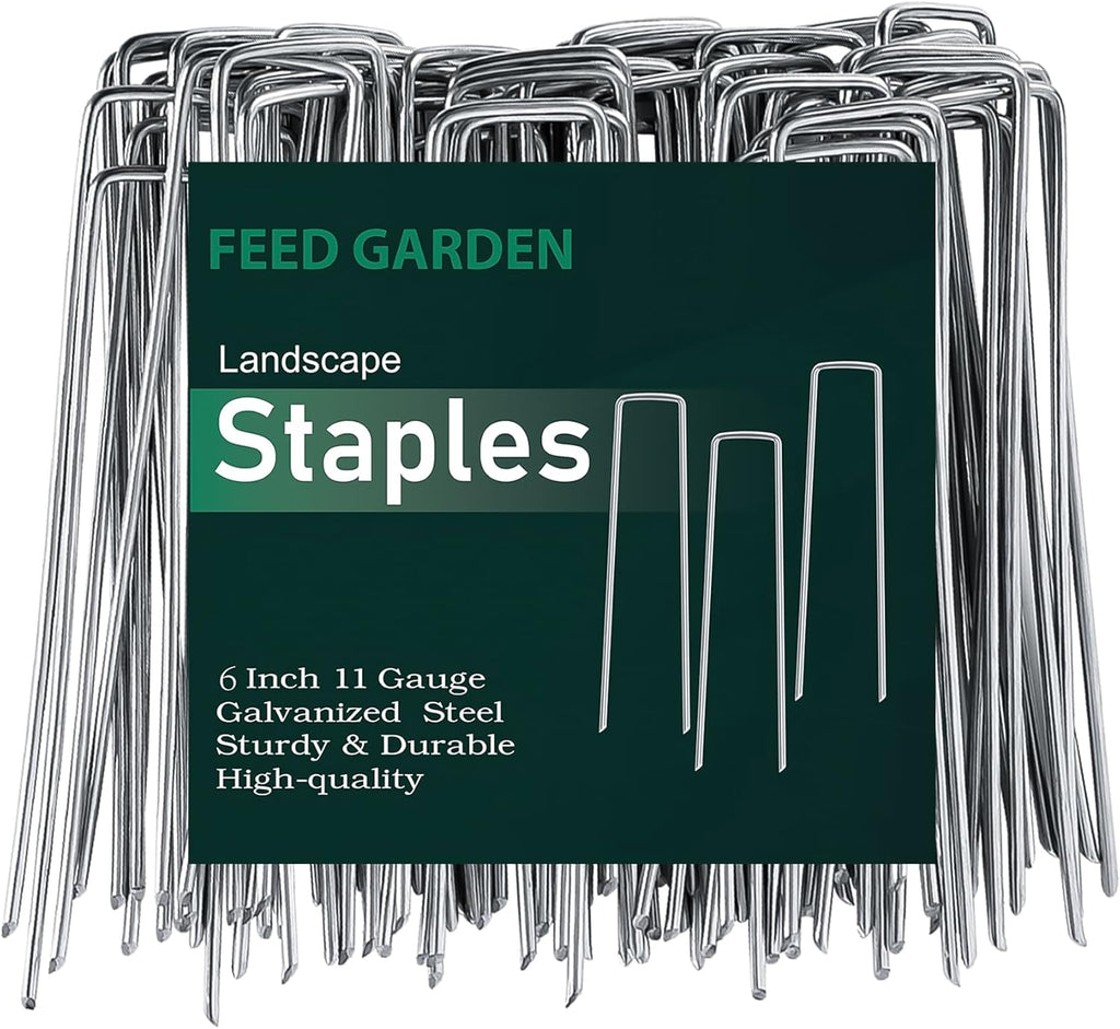FEED GARDEN 6 Inch 50 Pack Hot-dip Galvanized Landscape Staples Plant Cover