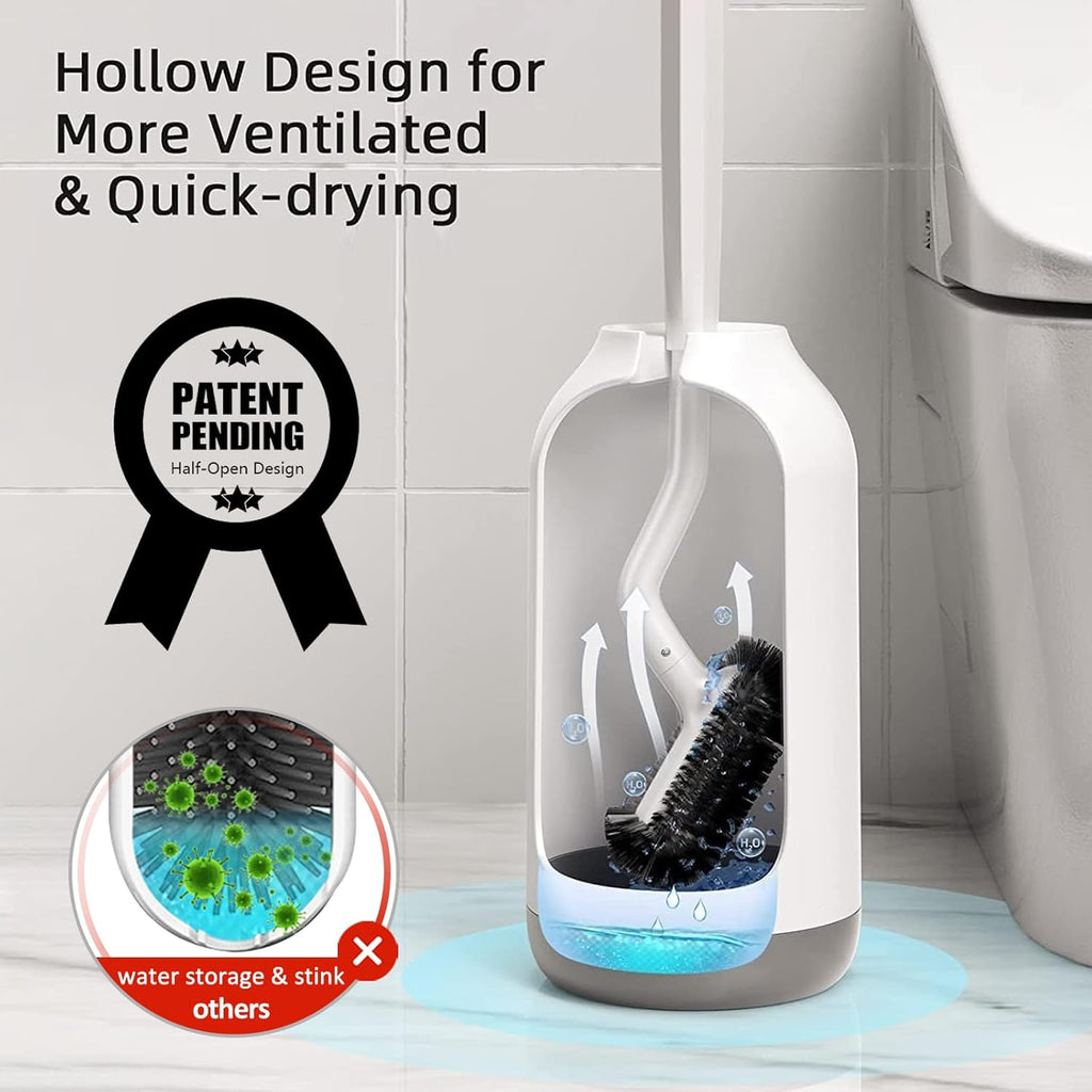 HAMITOR Toilet Bowl Brush Holder Set: Bathroom Deep Cleaning Toilet Cleaner
