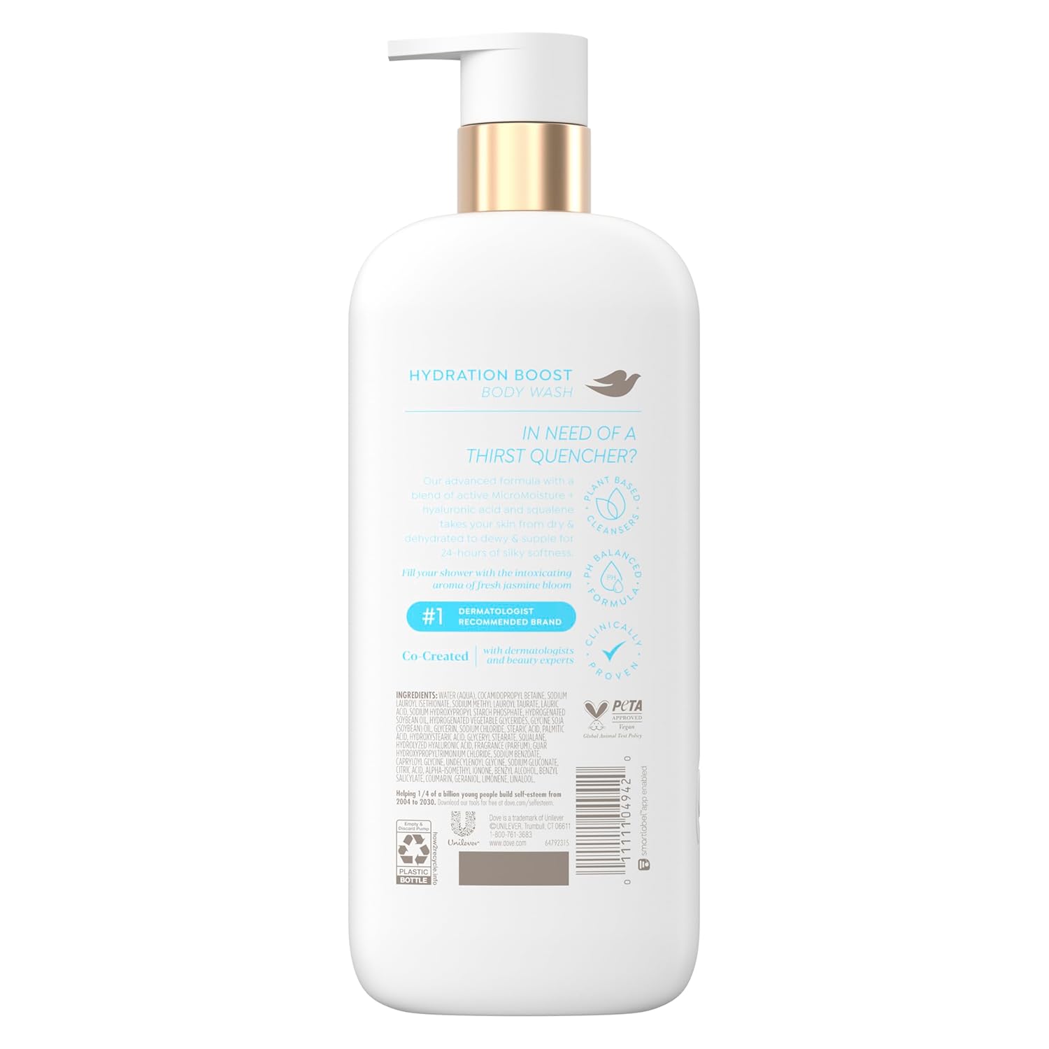 Dove Serum Body Wash Hydration Boost actively drenches dry skin with