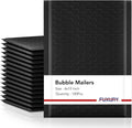 Fuxury Bubble Mailers 6x10" 100 Pack Black Padded Envelopes Usable Size 6x9"