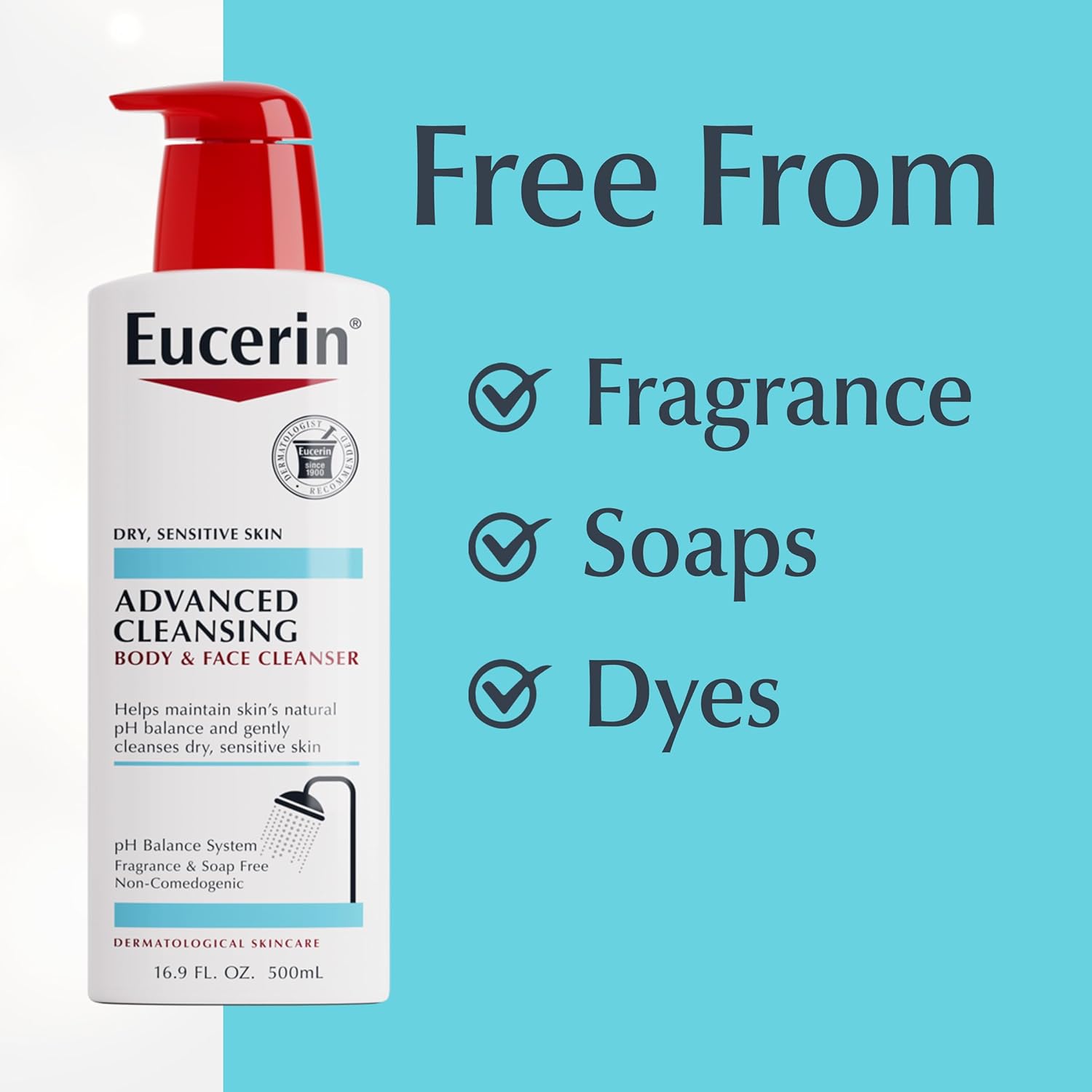 Eucerin Advanced Cleansing Body & Face Cleanser - Fragrance & Soap Free for