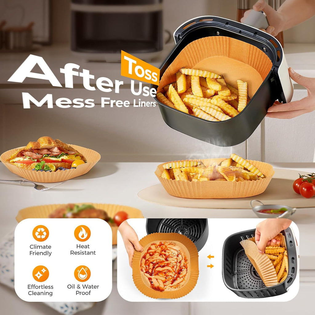 Air Fryer Paper Liners, 125Pcs Parchment Paper, Air Fryer Liners Disposable